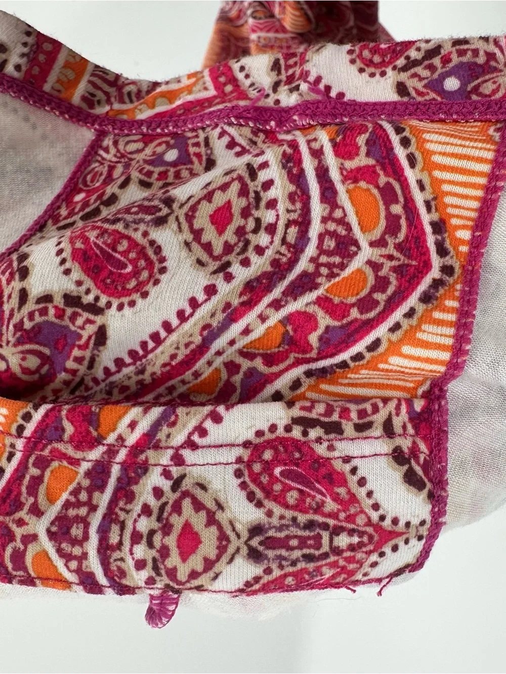 Prana Nadia Faux Wrap Dress Medium V-Neck Orange Pink Pocket Stretch Boho Casual